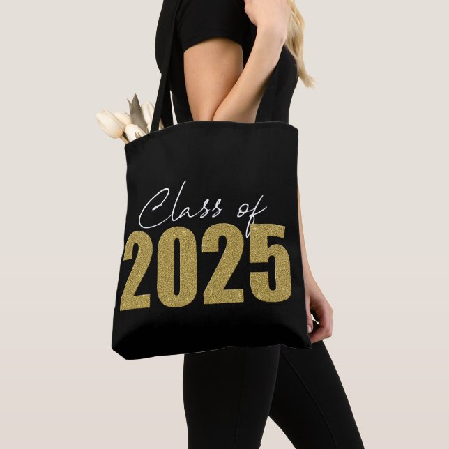 Gold Glitter Class of 2025 Tote Bag (Close Up)