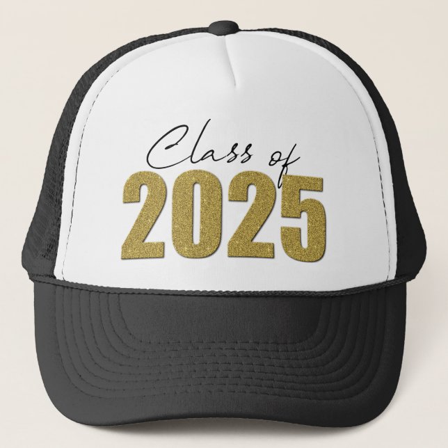 Gold Glitter Class of 2025 Trucker Hat (Front)