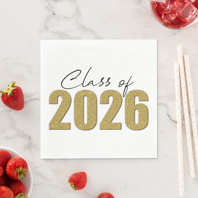 Gold Glitter Class of 2026 Napkin (Insitu)