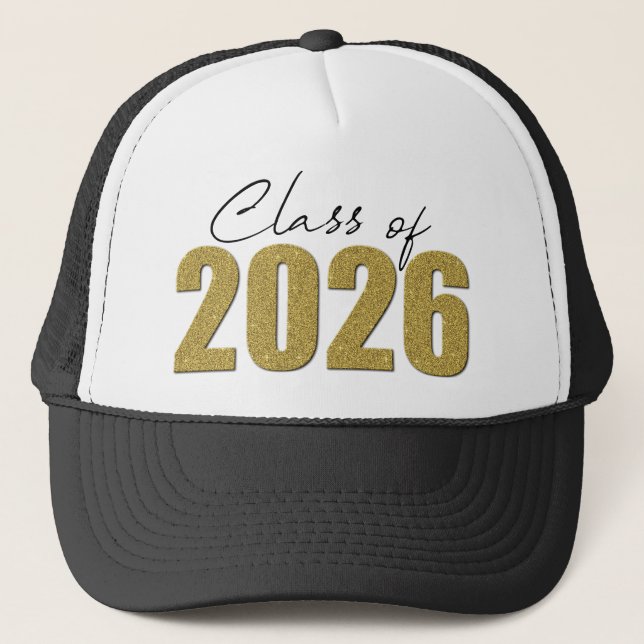 Gold Glitter Class of 2026 Trucker Hat (Front)