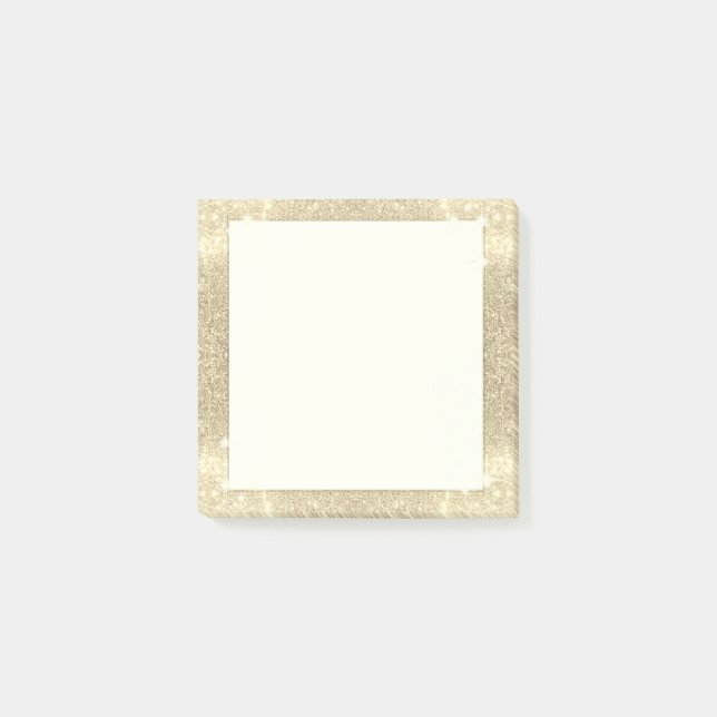 Gold Glitter Classic Glamour Sparkle Faux Post-it Notes (Front)