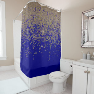 Gold Glitter Cobalt Blue Gradient Ombre Confetti