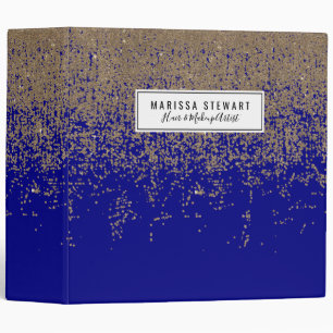 Gold Glitter Cobalt Blue Gradient Ombre Confetti Binder