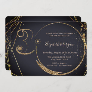  Gold Glitter Confetti 30th Birthday   Invitation
