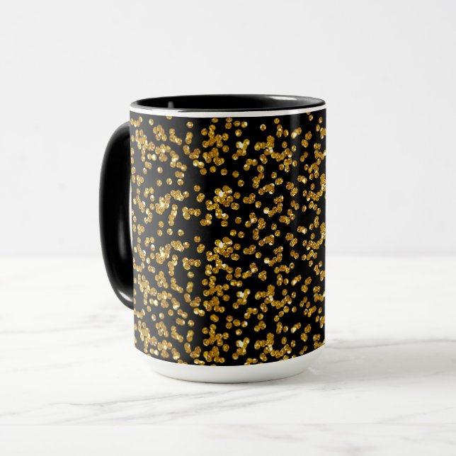 Gold Glitter Confetti and Black Mug (Front Left)