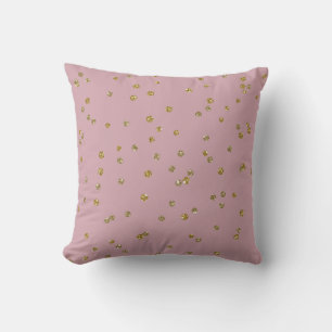Gold Glitter Confetti and Blush Pink Throw Pillow