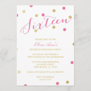 Gold Glitter Confetti Birthday Invitations