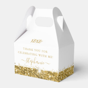Gold Glitter Confetti Birthday Mitzvah Thank You Favor Box