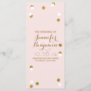 gold glitter confetti blush wedding programs