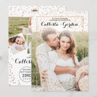 Gold Glitter Confetti Border Photo Collage Wedding