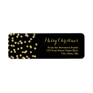 Gold Glitter Confetti Christmas Address Label