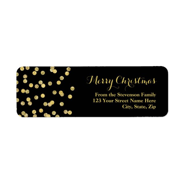 Gold Glitter Confetti Christmas Address Label (Front)