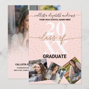 Gold Glitter Confetti Class of Graduation Photo An Announcement