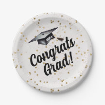 Gold Glitter Confetti Congrats Grad Graduation Hat