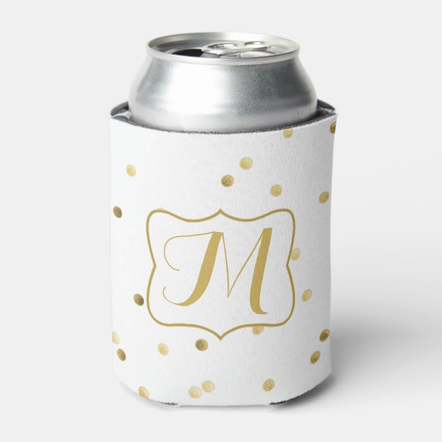 Gold Glitter Confetti Dot Koozie Can Holder (Can Front)