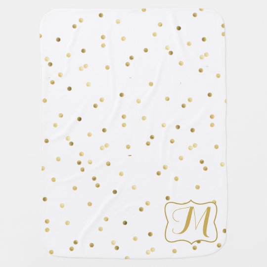 Gold Glitter Confetti Dot Polka Nail Baby Blanket