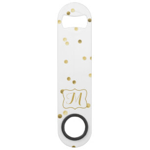 Gold Glitter Confetti Dot Polka Nail Bottle Opener Speed Bottle Opener