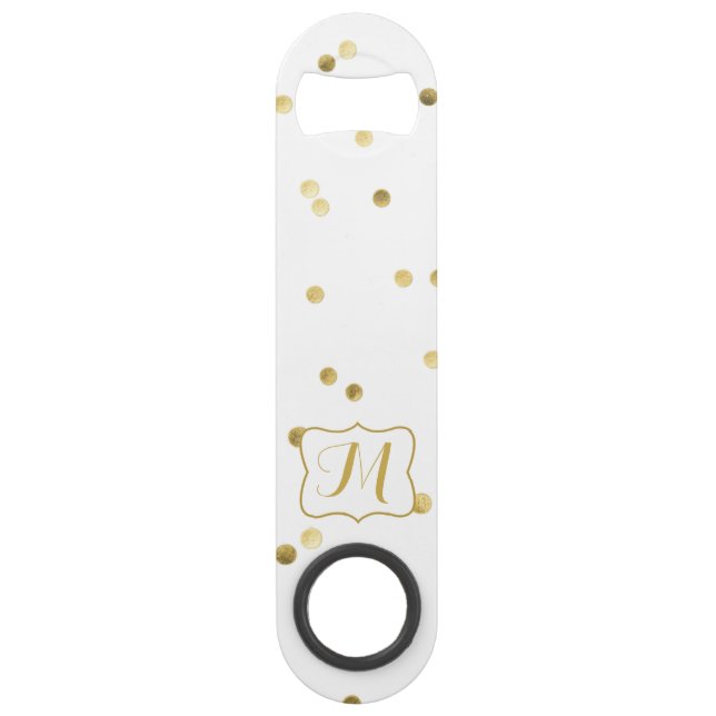 Gold Glitter Confetti Dot Polka Nail Bottle Opener Speed Bottle Opener (Front)