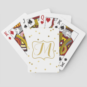 Gold Glitter Confetti Dot Polka Nail Playing Cards