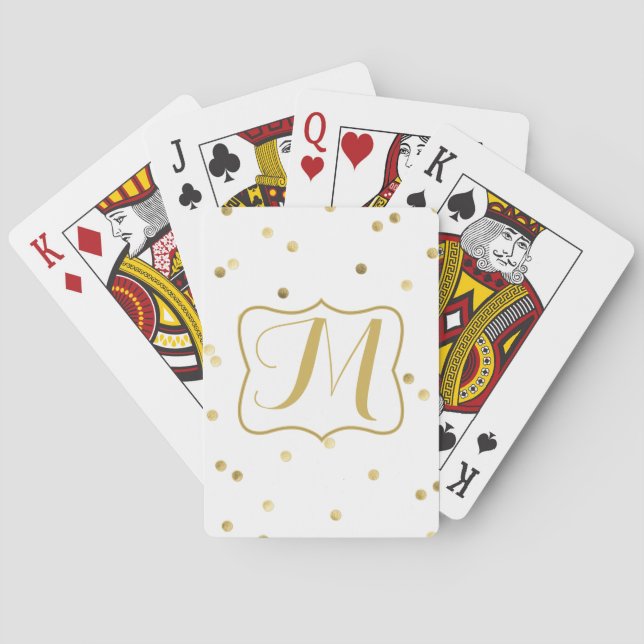 Gold Glitter Confetti Dot Polka Nail Playing Cards (Back)