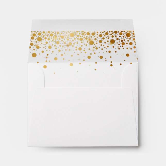 Gold Glitter Confetti Dots for RSVP Reply Envelope (Back (Bottom))