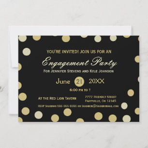 Gold Glitter Confetti  Engagement Invitation