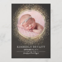 Gold Glitter Confetti Foil Frame Baby Girl Birth
