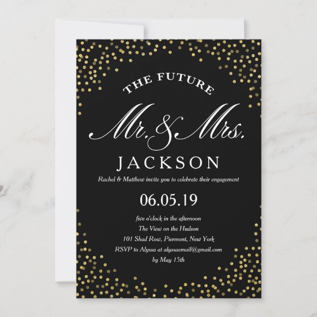 Gold Glitter Confetti Future | Engagement Party Invitation (Front)