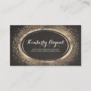 Gold Glitter Confetti Glam Modern Frame Business Card