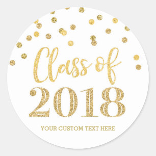 Gold Glitter Confetti Graduation 2018 Classic Round Sticker