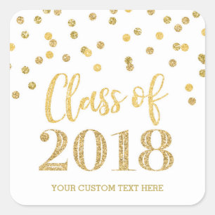 Gold Glitter Confetti Graduation 2018 Square Sticker