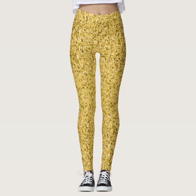 Gold Glitter Confetti Look Leggings (Front)