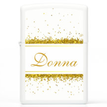 Gold Glitter Confetti Name - Zippo Lighter