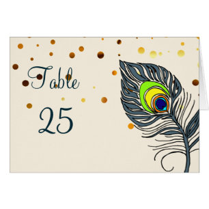 Gold Glitter Confetti Peacock Feathers Number
