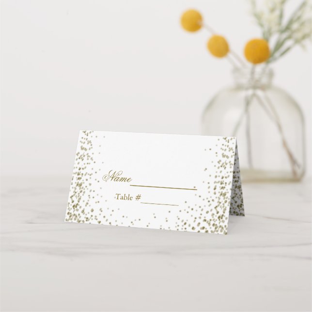 Gold Glitter Confetti Place Card (Front)