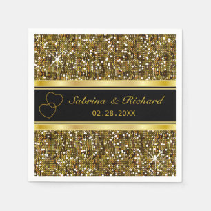 Gold Glitter Confetti Print Personalize Napkin