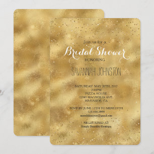 Gold glitter confetti sparkle bridal shower  invitation