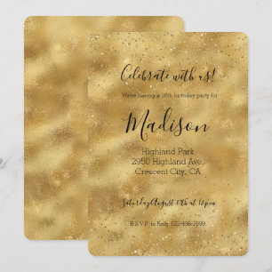 Gold glitter confetti sparkle invitation