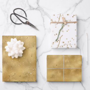 Gold glitter confetti sparkle Locw Wrapping Paper Sheet