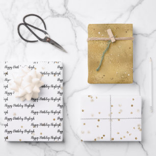 Gold glitter confetti sparkle Personalized  Wrapping Paper Sheet