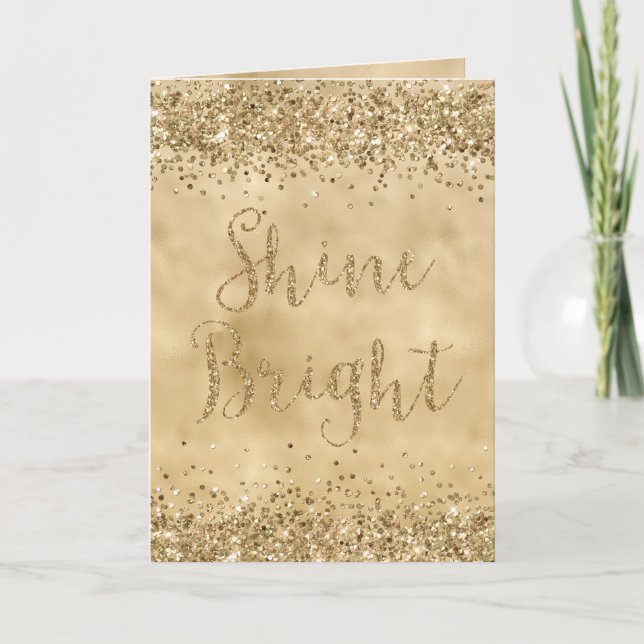 Gold Glitter Confetti Sparkle Shine   Card (Front)