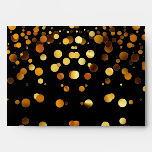Gold Glitter Confetti Sparkles Black Envelope (Front)