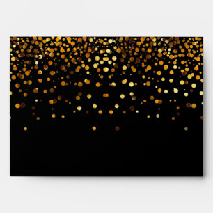 Gold Glitter Confetti Sparkles Black Envelope