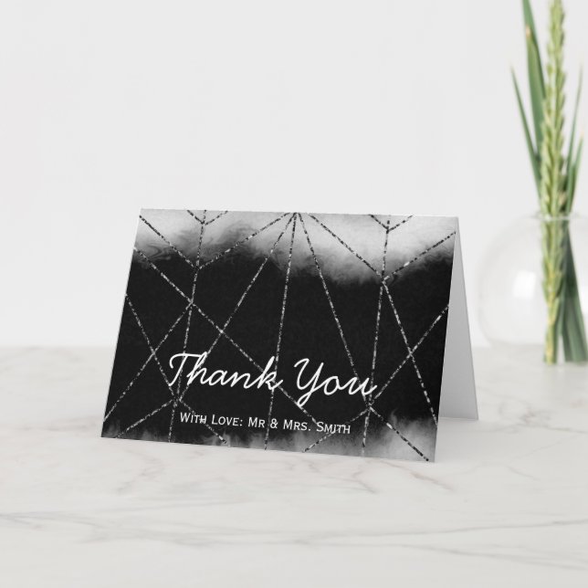 Gold Glitter Confetti Sparkles Black Thank You (Front)