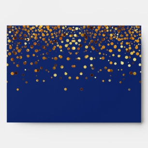 Gold Glitter Confetti Sparkles Blue Envelope
