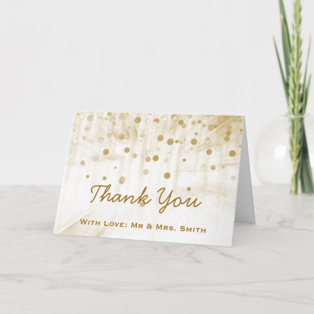 Gold Glitter Confetti Sparkles Dots Thank You Card (Front)