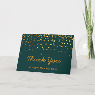 Gold Glitter Confetti Sparkles Green Thank You