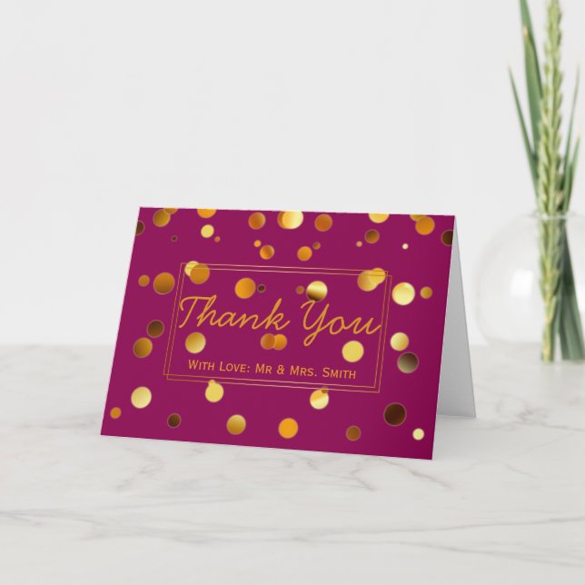 Gold Glitter Confetti Sparkles Purple Thank You (Front)