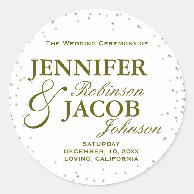 Gold Glitter Confetti Stars Classic Round Sticker (Front)