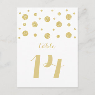 Gold Glitter Confetti Table Number Postcard